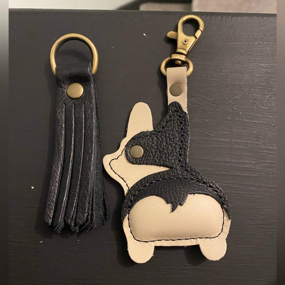 Portland Leather Chester Corgi and Tassel Keychain
